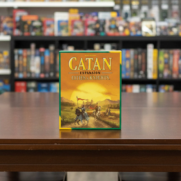 Board game expansion box titled 'Cities & Knights' for 'Catan' on a white background