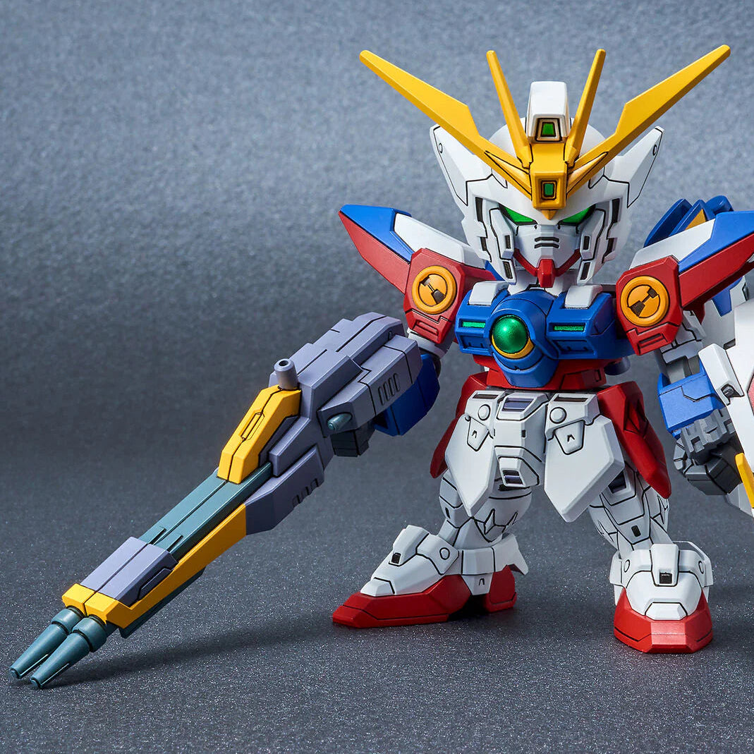 Model kit of a robot with colorful design on a gray background