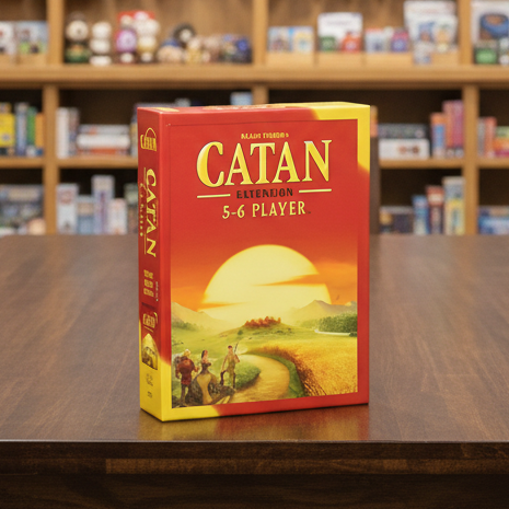 Catan Extension 5-6 Player board game box with red and yellow design