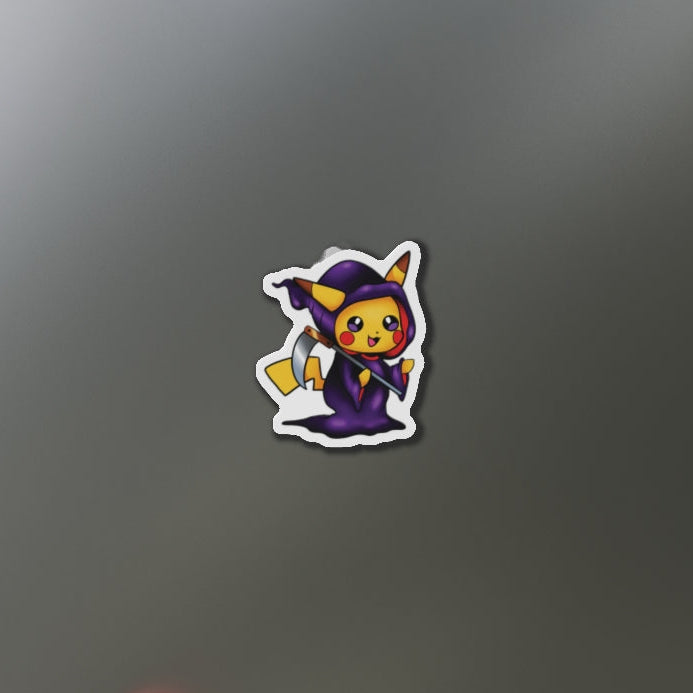 Cartoon character magnet on a refrigerator door