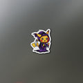 Cartoon character magnet on a refrigerator door