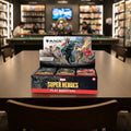 Box of Marvel Super Heroes play boosters with character illustrations on the packaging.