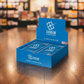 Gundam card game packaging with blue boxes and visible branding.