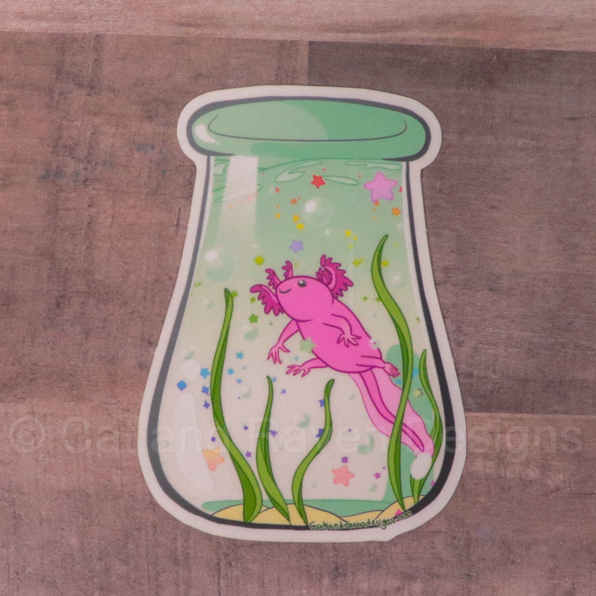 Axolotl Bottle Clear Vinyl Sticker