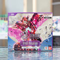 Gundam card game booster pack with colorful design and branding