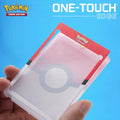 Pokemon card holder with 'One-Touch Edge' packaging against a blue background