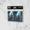 Card sleeves packaging with character design on a white background