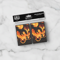 Packaging of card sleeves with dragon design on a white background