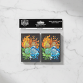 Pack of card sleeves with colorful designs on a white background
