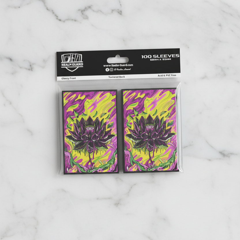 Pack of card sleeves with a colorful design on a white background