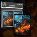 Card sleeves with dragon design and Realm Guard branding on a dark background