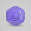 Plush dice with a face on a white background