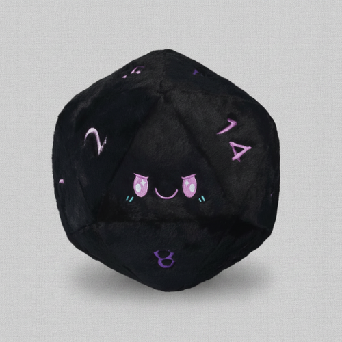 Black dice with cute face design on a white background