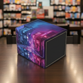 Colorful geometric cube on a light gray background