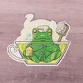 Tea Frog Clear Vinyl Sticker