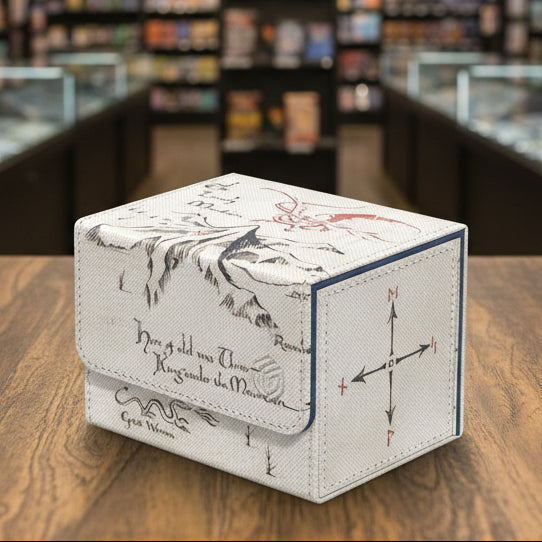 Decorative box with text and compass design on a white background