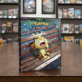 Pokémon Trading Card Game binder with a Pokémon character on a bench