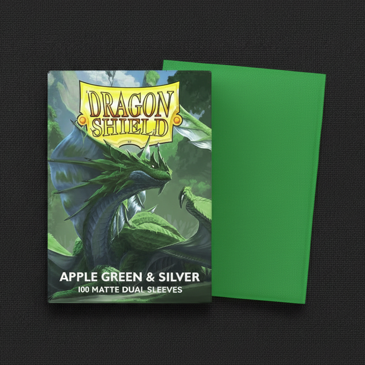 Dragon Shield Apple Green & Silver 100 Dual Matte Card Sleeves