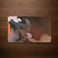 Gaming mouse pad with mecha godzilla design and Universus logo on a white background