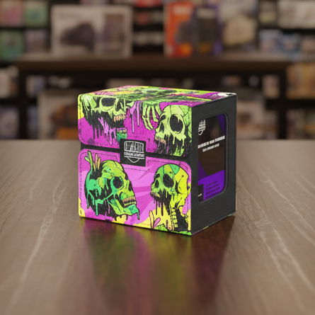 Colorful box with a skull design on a white background
