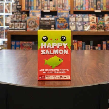 Happy Salmon game box with a colorful design on a white background