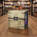 Card holder box with map design on a white background